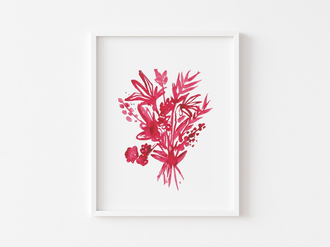 Red Watercolor Floral Art Print,spring Time Botanical Wall Art,abstract ...