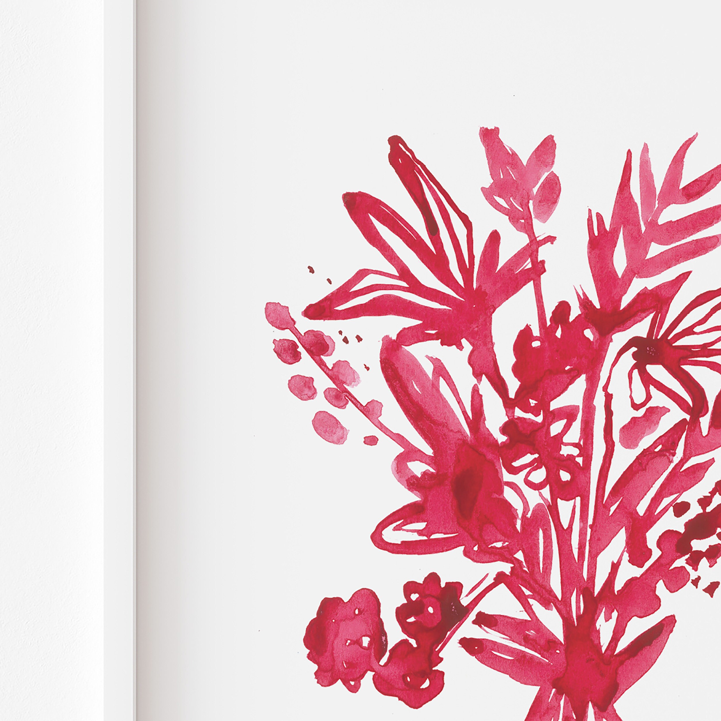 Red Watercolor Floral Art Print,spring Time Botanical Wall Art,abstract ...