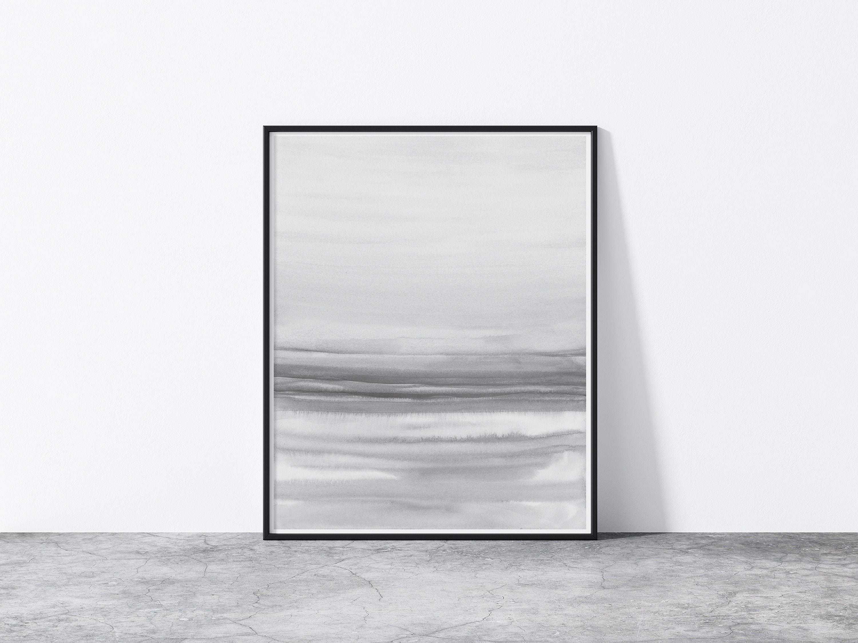 Black and White Watercolor Printable Artocean Waves Wall - Etsy