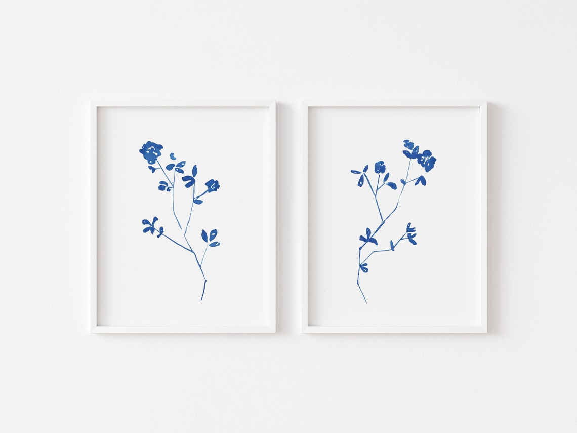 Set of 2 Art Prints Dainty Floral Wall Art Spring Art Print Etsy