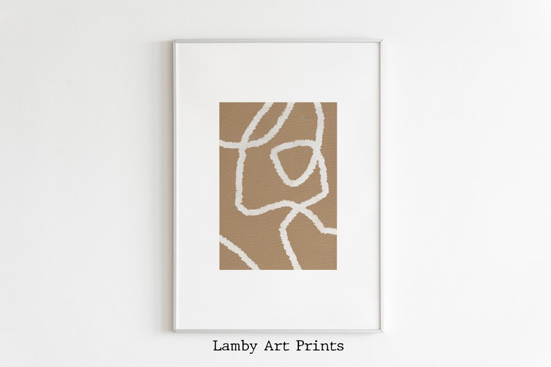 Set Of 2 Printable Wall Art,Abstract Shapes Art Print,Burnt Sienna Wall Art,Line Drawing Poster,Minimalist Living Room Decor,Trending Now