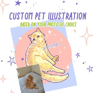 Custom Pet Portrait Illustration - Cute Personalized Digital Art from Photo