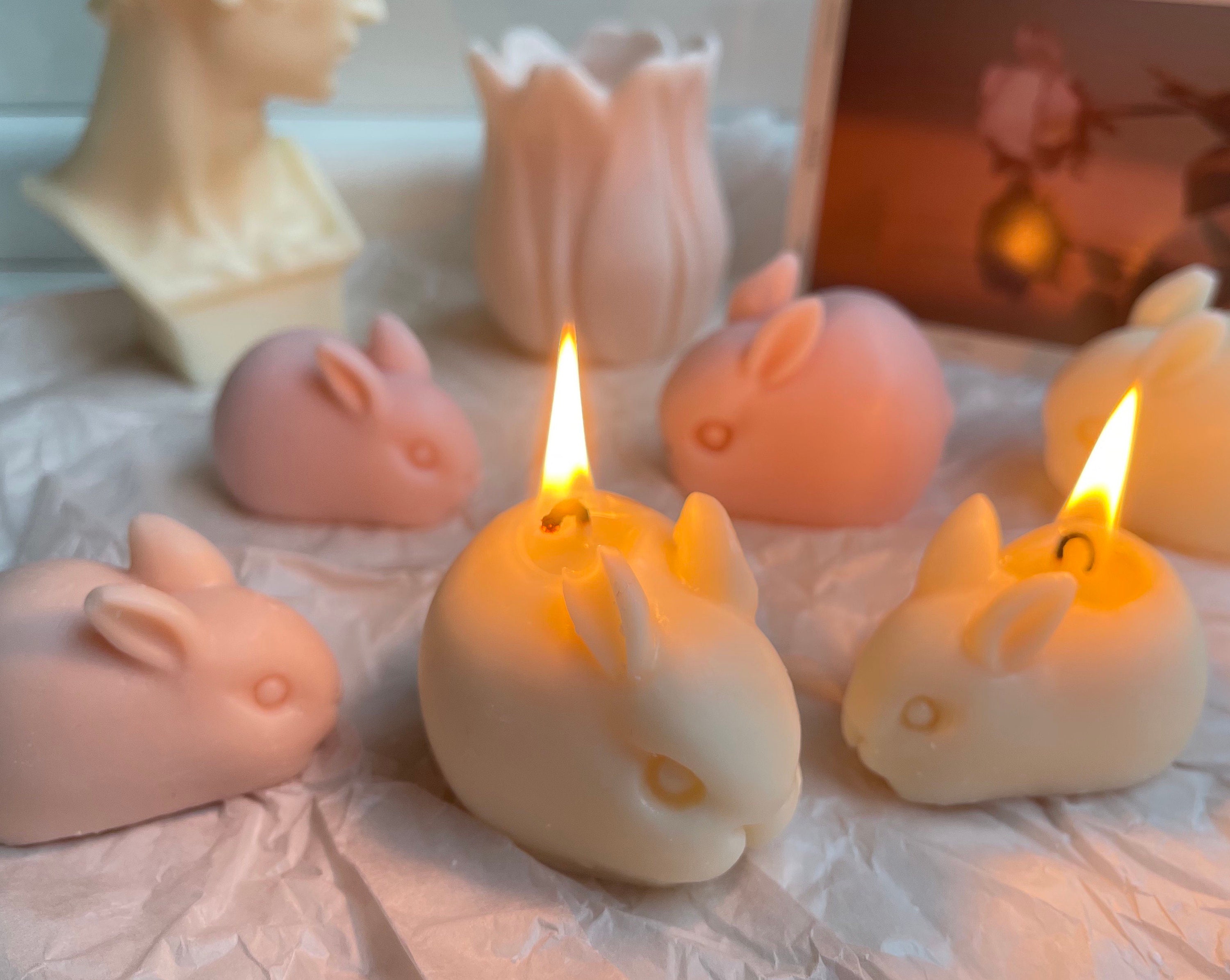 2 Size Rabbit Bunny Shape Aroma Candle Mold/ Plaster Mold Etsy