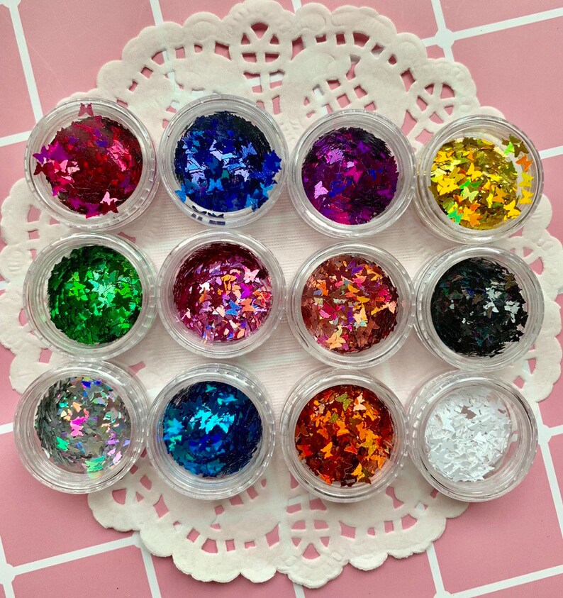 12 colors-laser Colorful butterfly shape confetti set-uv resinjewerly makingnail art
