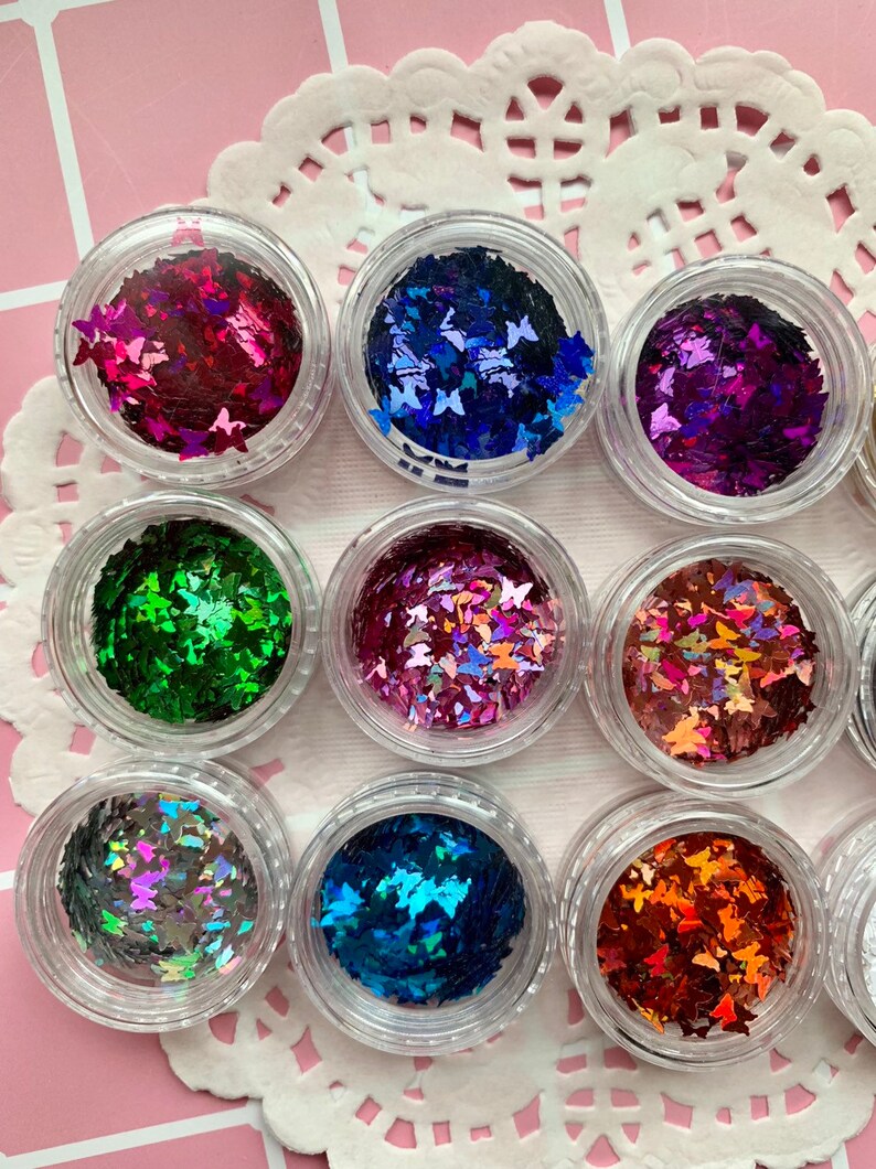 12 colors-laser Colorful butterfly shape confetti set-uv resinjewerly makingnail art