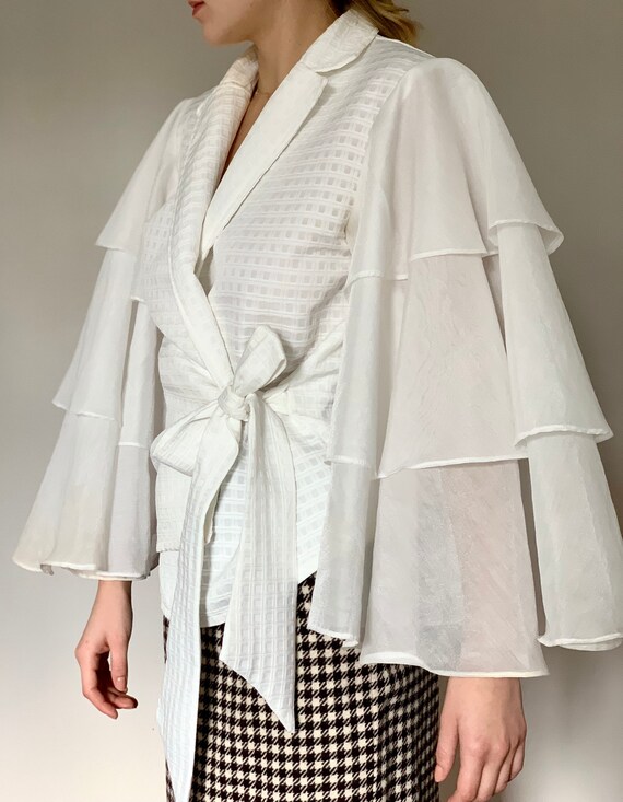 Wrap Blouse with Layered Organza Sleeves