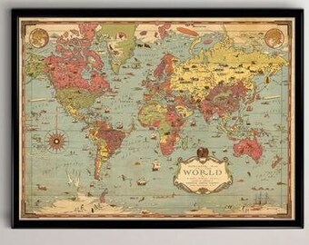 Carte Du Monde Etsy