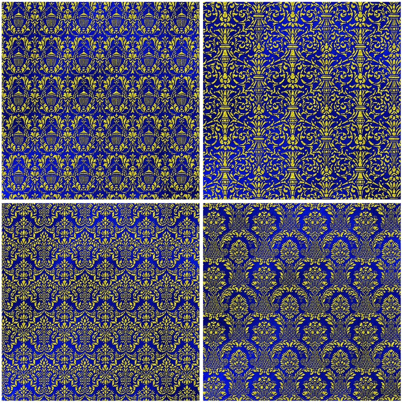 Royal Blue and Gold Damask Digital Paper Gold Lace Scrapbook Etsy