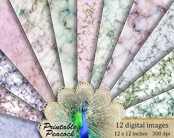 Marble Digital Paper, Marble Backgrounds, Printable Marble Textures, Natural Stone Textures, Marble Scrapbook Papers