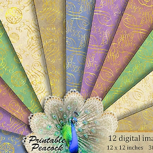 Gold Scrollwork Digital Paper, Elegant Digital Paper, Royal Princess Background, Gold Filigree Scrapbook Paper, Royal Wedding