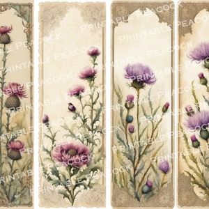 Chardon écossais marque-pages papier numérique imprimable JPEG clipart commercial parchemin antique scrapbooking journal cadeau Ecosse Outlander