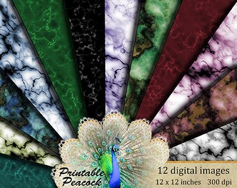 Marble Digital Paper, Marble Backgrounds, Printable Marble Textures, Natural Stone Textures, Marble Scrapbook Papers