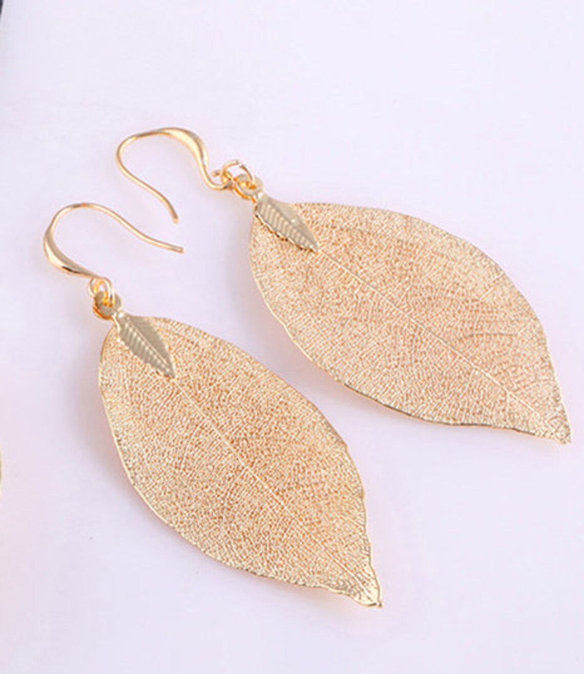 Real Leaf Earrings 18K Gold Dipped Leaf Gold Dipped Leaf Etsy
