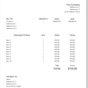 Invoice In Cursive Google Sheets Invoice - Cursive Handwriting - Clean & Modern Design ...