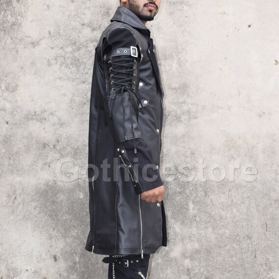 Men Motorcycle Gothic Military Jacket Goth Band RIP Moto Biker Punk Coat Jacket