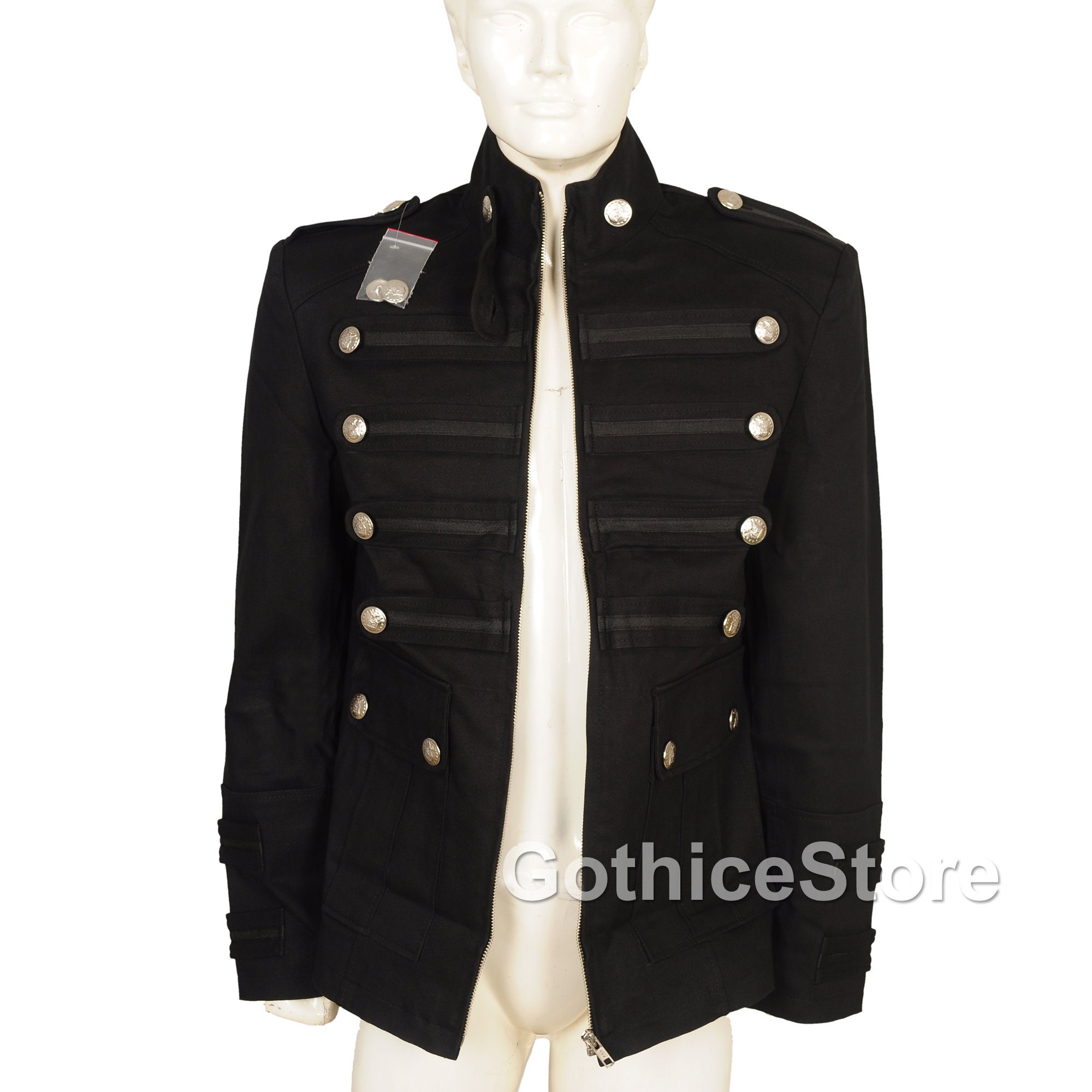 Image of Mens Gothic Military Jacket Steampunk Handmade Vintage Style