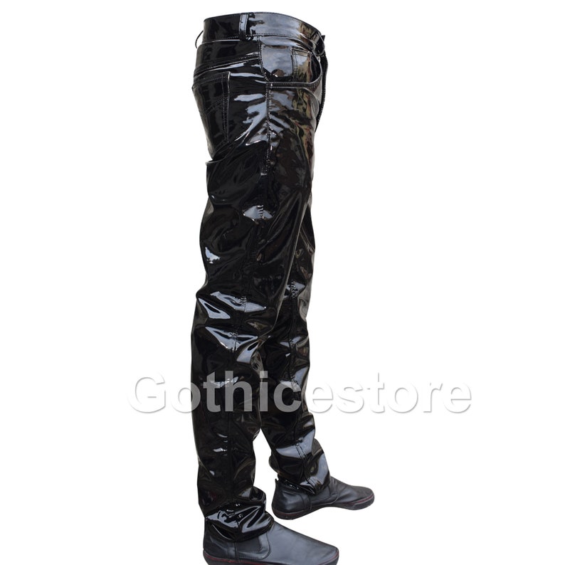 Gothic PVC Vinyl Pant Gothic Shinny Trouser Black Punk Rocker EMO Pant
