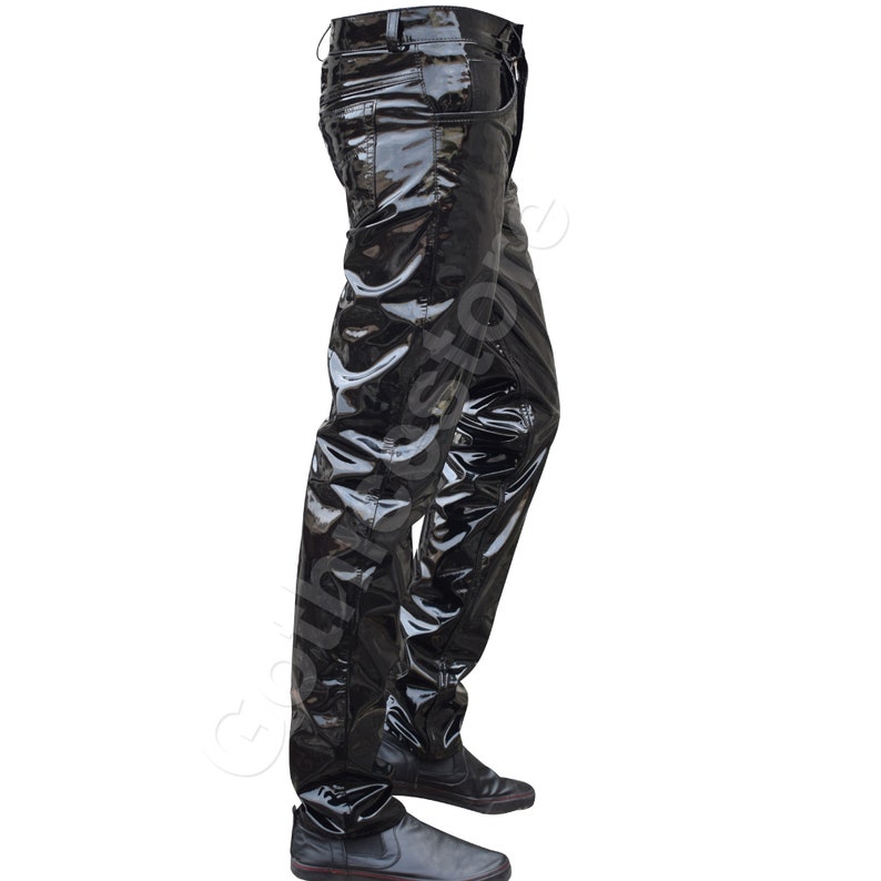 Gothic PVC Vinyl Pant Gothic Shinny Trouser Black Punk Rocker EMO Pant