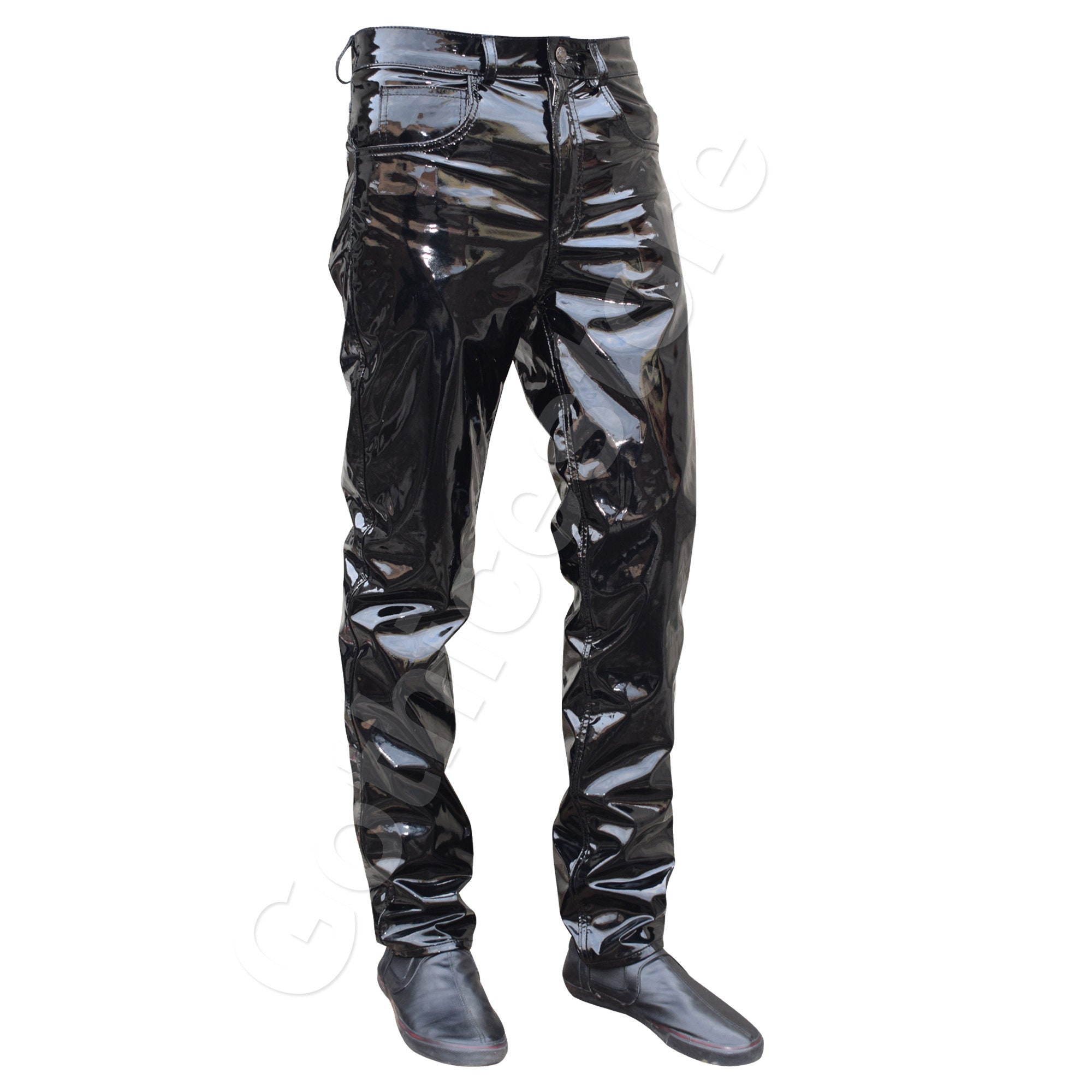 Image of Gothic Pvc Vinyl Pant Shinny Trouser Black Punk Rocker Emo
