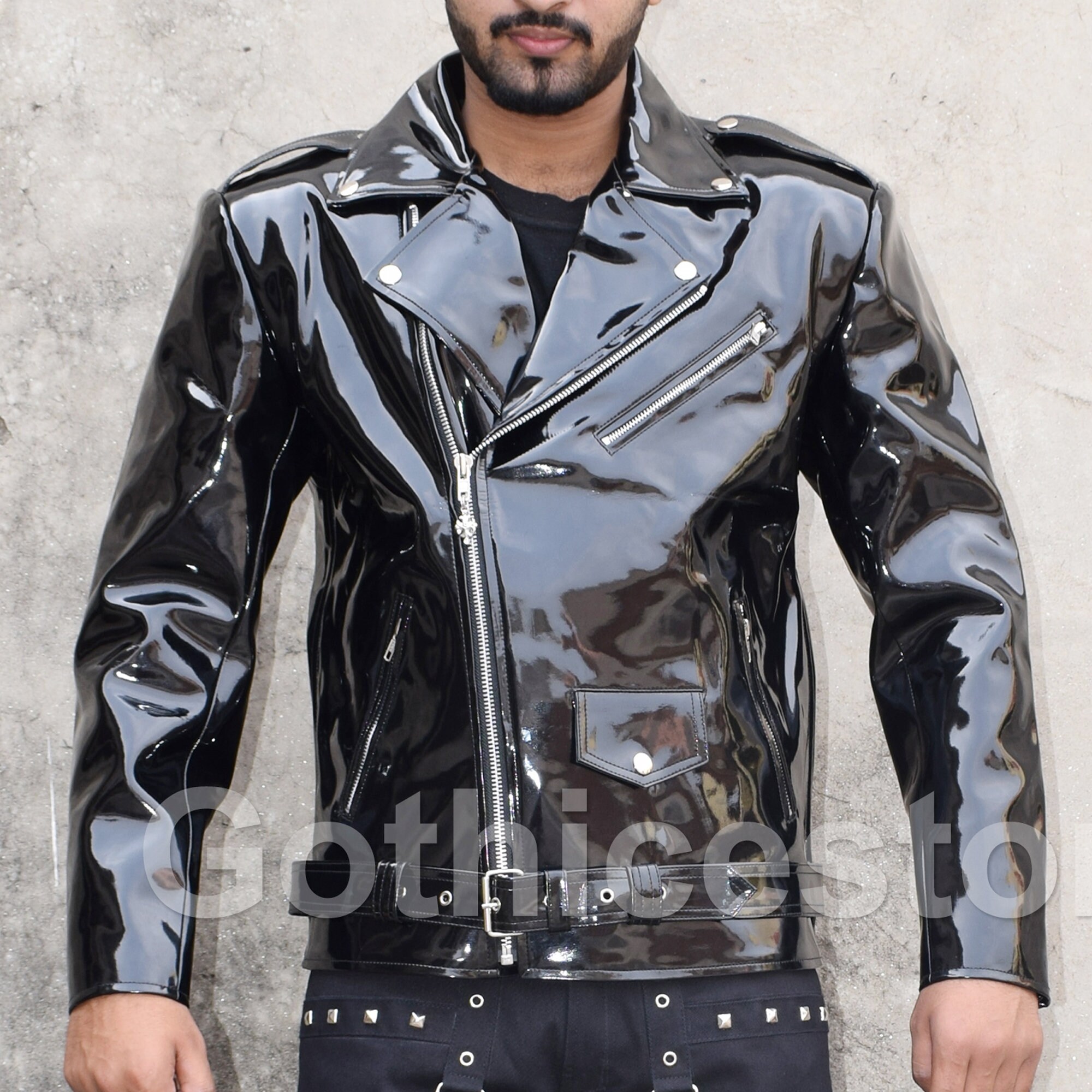 Gothic Moto PVC Vinyl Jacke stilvolle Männer Motorrad Jacke Etsy