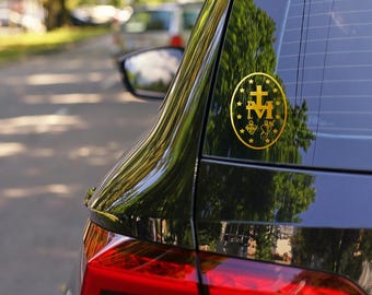 Miraculous Medal with oval vinyl decal