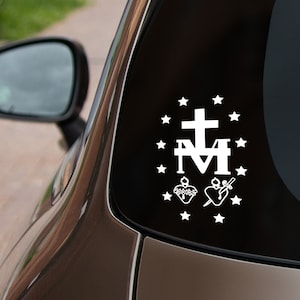 Miraculous Medal vinyl automobile decal, laptop decal