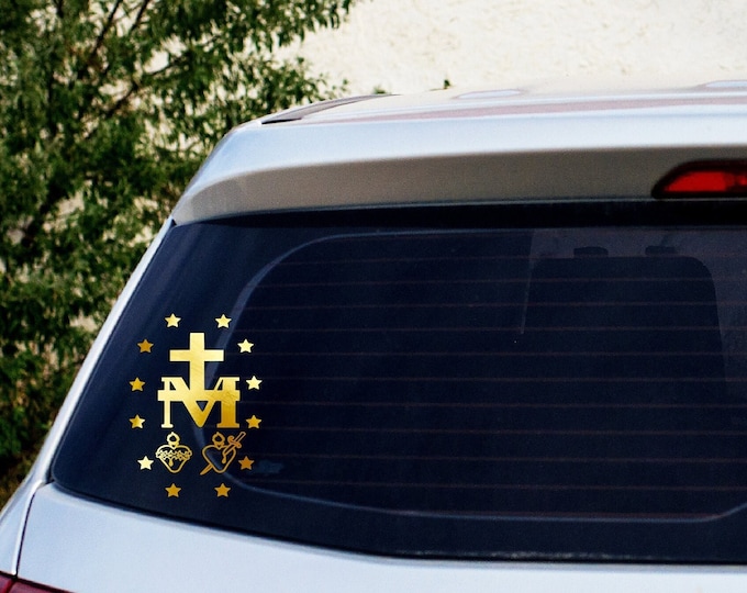 LARGE Miraculous Medal vinyl automobile decal, laptop decal 5x7 and 6.25x9 only