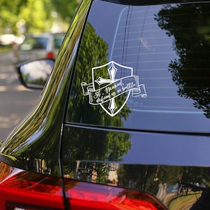 St Michael defend us in battle car decal 5.75&quot;X6.75&quot;