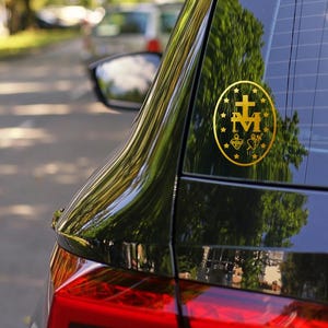 Miraculous Medal with oval vinyl decal
