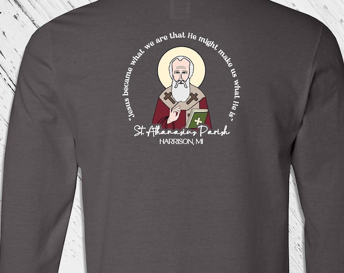 STA Long Sleeve T-shirt - Back Logo Only - St Athanasius Harrison, MI (only) - Church Merch