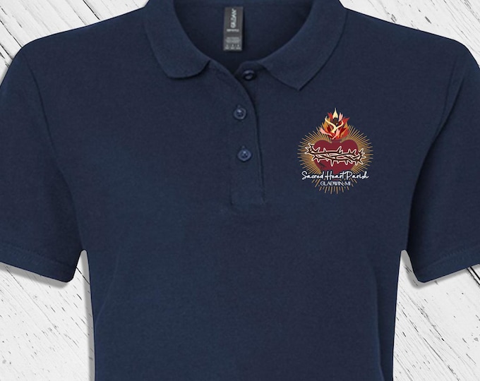 SHP Ladies Golf Shirt - Front Left Chest Logo Only Sacred Heart Parish Gladwin, MI (only) - Church Merch