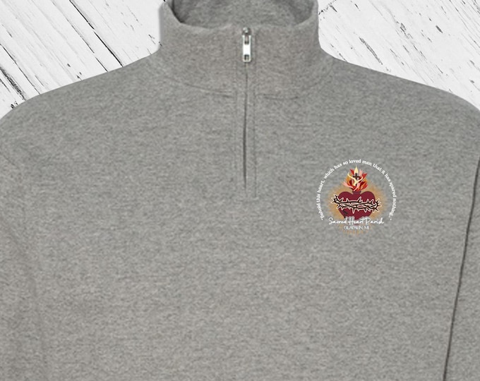 SHP 1/4 Zip Sweatshirt -  Small Front Left Chest Logo Only Sacred Heart Parish Gladwin, MI (only) - Church Merch