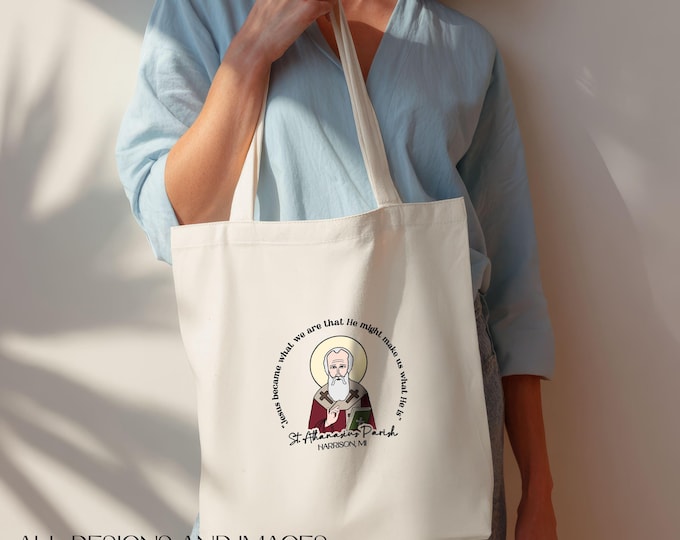 STA Canvas Tote Bag - St Athanasius Harrison, MI (only) - Church Merch