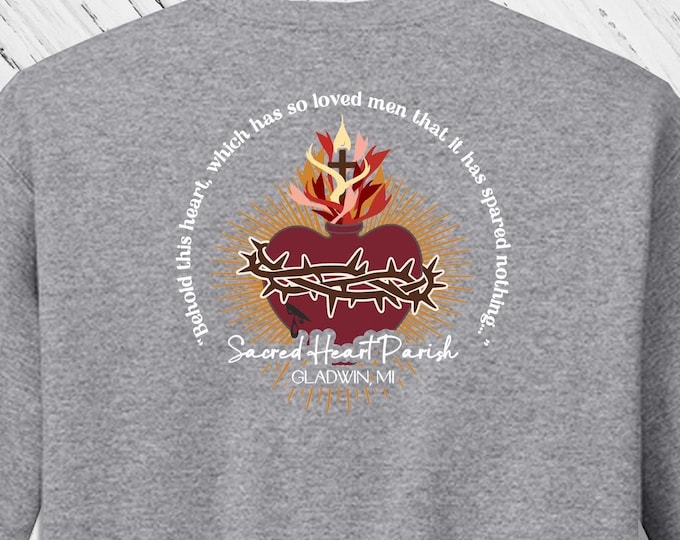 SHP Crewneck Sweatshirt - Back Logo Only Sacred Heart Parish Gladwin, MI (only) - Church Merch