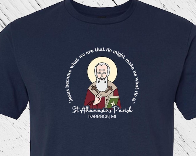 STA Short Sleeve T-shirt - Front Logo Only - St Athanasius Harrison, MI(only) - Church Merch