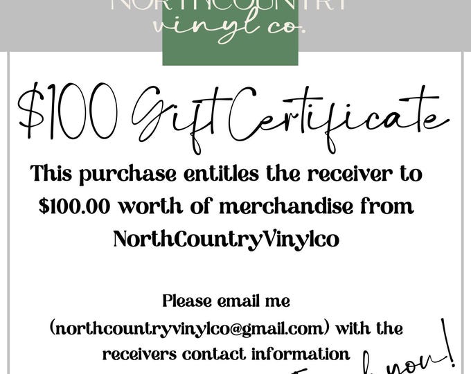 North Country Vinylco - GIFT CERTIFICATE 100.00