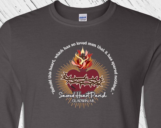 SHP Long Sleeve T-shirt - FRONT Logo Only - Sacred Heart Parish Gladwin, MI (only) - Church Merch