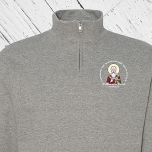 Sweat-shirt STA avec fermeture à glissière 1/4 - Petit logo sur la poitrine sur le devant gauche uniquement St Athanasius Harrison, MI (uniquement) - Church Merch