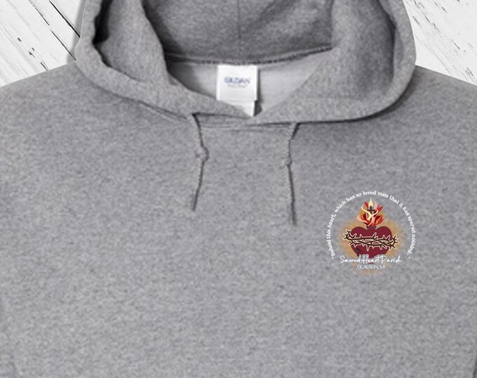 SHP Hoodie Sweatshirt -  Small Front Left Chest Logo Only Sacred Heart Parish Gladwin, MI (only) - Church Merch