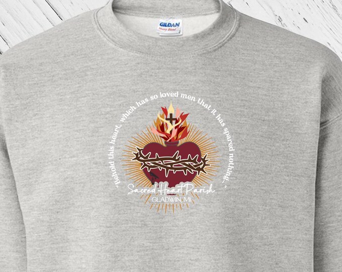 SHP Crewneck Sweatshirt - Front Logo Only Sacred Heart Parish Gladwin, MI (only) - Church Merch