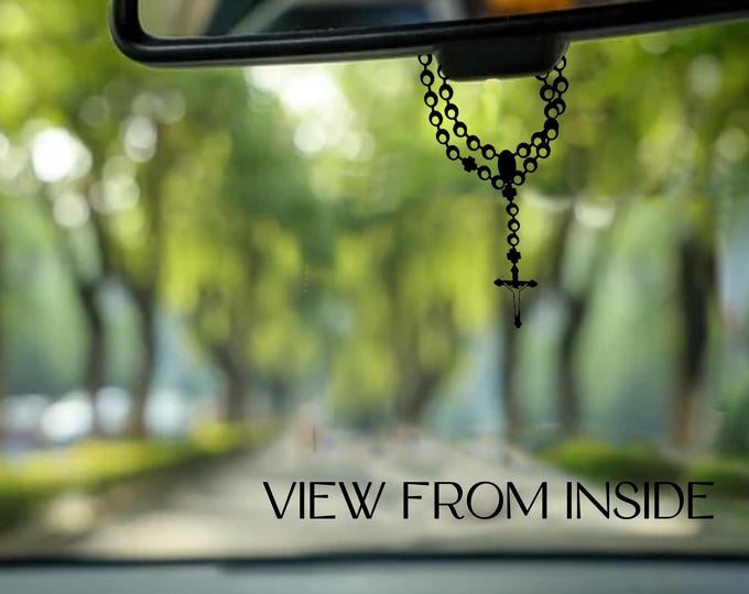 Rear view Mirror Rosary car decal