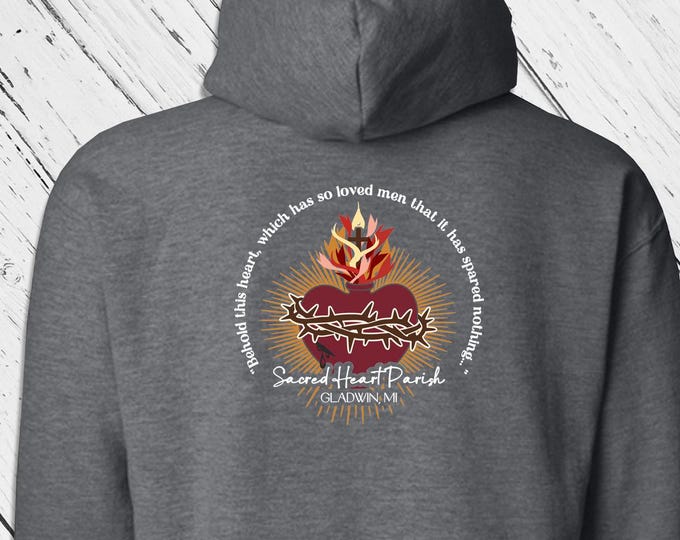 SHP Hoodie Sweatshirt -  Back Logo Only Sacred Heart Parish Gladwin, MI (only) - Church Merch