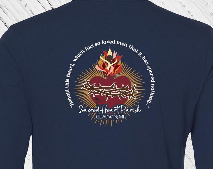 SHP Long Sleeve T-shirt - Back Logo Only Sacred Heart Parish Gladwin, MI (only) - Church Merch