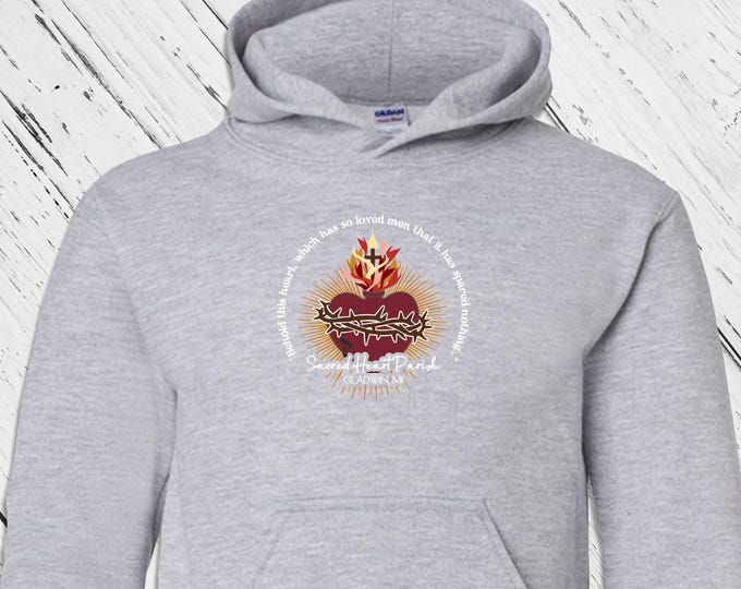 SHP YOUTH Hoodie Sweatshirt -  Front Logo Only Sacred Heart Parish Gladwin, MI (only) - Church Merch