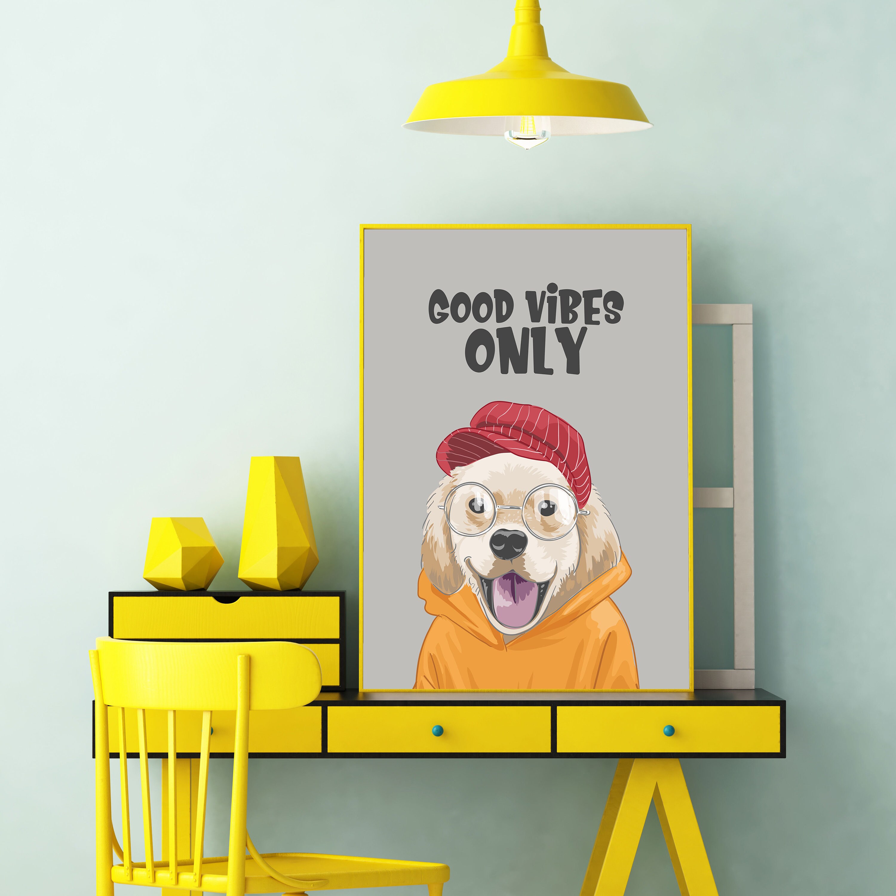 Good Vibes Dog Poster Print Dog Poster Print Funny Dog Etsy