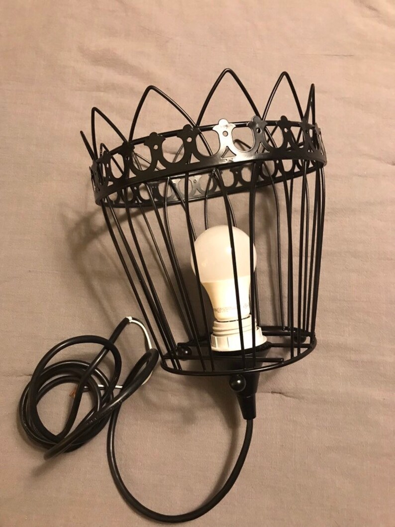 Black Wire Basket Pendant Light Etsy
