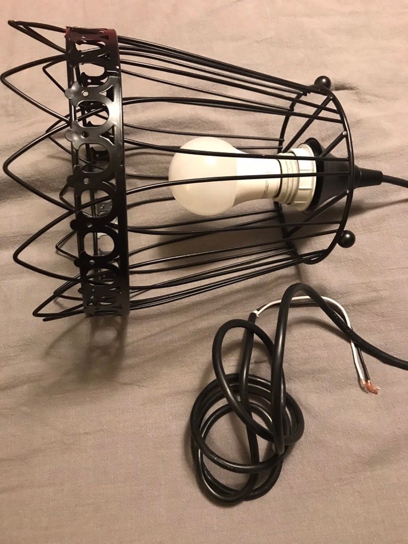 Black Wire Basket Pendant Light Etsy