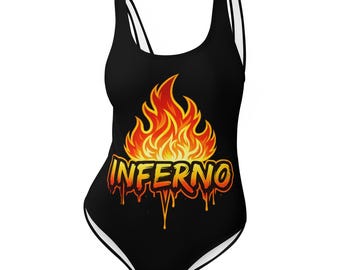Costume da bagno INFERNO | Costume da bagno nero fuoco con stile streetwear