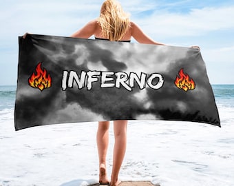 INFERNO Badetuch  | Großes Smoke Strandtuch mit Fire Design