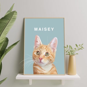 Personalised Pet Print | Customised Cat and Dog Drawing Art Photo Digital File Turn Your Dog Into A Cartoon Painted Cat Portrait With Name